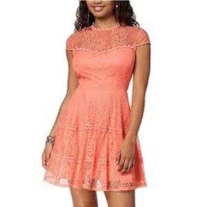 Jodi Kristopher cap sleeve lace a-line dress